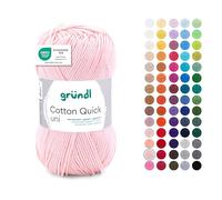 Gründl Wolle Cotton Quick Uni - Hilo para tejer y ganchillo, 100% algodón, 1 ovillo de 50 g/125 m, color rosa claro