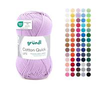 Gründl Lana Cotton Quick uni - lana fina para ganchillo - hilo de tejer - hilo de ganchillo - brillante y agradable para la piel - 100% algodón - 1 ovillos 50 g / 125 m - lila