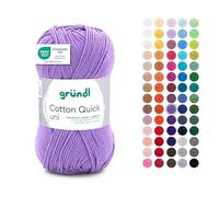 Gründl Lana Cotton Quick uni - lana fina para ganchillo - hilo de tejer - hilo de ganchillo - brillante y agradable para la piel - 100% algodón - 1 ovillos 50 g / 125 m - lavanda