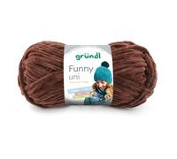 Gründl Lana Funny Uni - lana de chenilla suave para crochet, cómoda y agradable para la piel, 100% poliéster - 1 enredo 100 g / 120 m - grosor de la aguja 5-6 - marrón