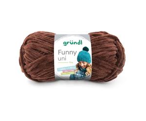 Gründl Lana Funny Uni - lana de chenilla suave para crochet, cómoda y agradable para la piel, 100% poliéster - 1 enredo 100 g / 120 m - grosor de la aguja 5-6 - marrón