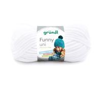 Gründl Lana Funny uni - lana de crochet suave tipo chenilla - cómoda y suave para la piel - 100% poliéster - 1 carrete 100 g / 120 m - tamaño de aguja 5 - 6 - blanco