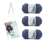 Gründl Lana Funny Uni - Suave lana de chenilla con aguja e instrucciones para una manta de bebé - Suave y agradable para la piel - 100% poliéster - 3 ovillos 100 g/120 m - Grosor de aguja 5 - 6