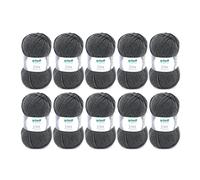 Gründl Lana Lisa Premium uni Hilo de tejer 100% poliacrílico, Hilo para tejer/ganchillo 50 g / 133 m, 10 bolas, Gris Antracita