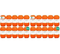 Gründl Lana Lisa Premium uni Hilo de tejer 100% poliacrílico, Hilo para tejer/ganchillo 50 g / 133 m, 10 bolas, Naranja Neón (Paquete de 2)