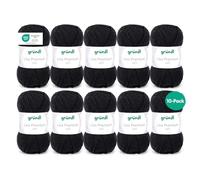 Gründl Lana Lisa Premium uni Hilo de tejer 100% poliacrílico, Hilo para tejer/ganchillo 50 g / 133 m, 10 bolas, Tamaño de la aguja 3,5-4,5; negro