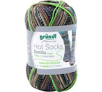 Gründl Lana para calcetines de 4 hilos con hilo verde, 2 calcetines idénticos con bola, 75% lana virgen, 25% poliamida. [color 302]