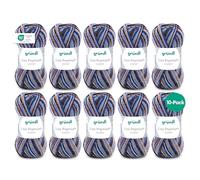Gründl Lisa Premium Color Tejido a Mano, Acrílico, Marrón-Beige-Azul, 10 x 50 g, 1330