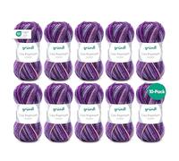 Gründl Lisa Premium Color Tejido a Mano, Acrílico, Mora Fucsia Morada, 10 x 50 g, 1330