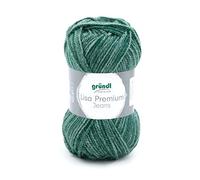 Gründl Lisa Premium Jeans Yarn Hilo, Acrylic, Verde Botella Moteado, 3,50-4,50 mm, 150