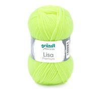 Gründl Lisa Premium Uni Yarn Hilo, Acrylic, Amarillo Neon, 3,50-4,50 mm