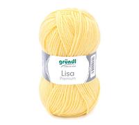 Gründl Lisa Premium Uni Yarn Hilo, Acrylic, Amarillo Pastel, 3,50-4,50 mm, 133