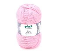 Gründl Lisa Premium Uni Yarn Hilo, Acrylic, Babyrosa, 3,50-4,50 mm, 133