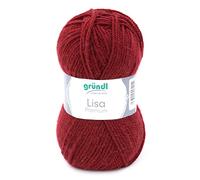 Gründl Lisa Premium Uni Yarn Hilo, Acrylic, Burdeos, 3,50-4,50 mm, 133