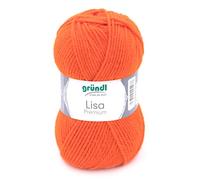 Gründl Lisa Premium Uni Yarn Hilo, Acrylic, Naranja, 3,50-4,50 mm