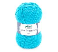 Gründl Lisa Premium Uni Yarn Hilo, Acrylic, Turquesa, 3,50-4,50 mm, 133