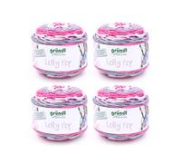 Gründl Lolly Pop hilo de ganchillo y punto (hilo universal similar a la lana y lavable 100% poliacrílico, 150 g / 240 m, tamaño de la aguja: 5-6, 4 x 150 g), granat-fresie-zinn-weiß color