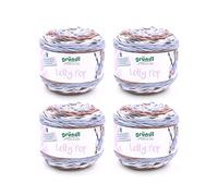 Gründl Lolly Pop hilo de ganchillo y punto (hilo universal similar a la lana y lavable 100% poliacrílico, 150 g / 240 m, tamaño de la aguja: 5-6, 4 x 150 g), cappuccino-zinn-weiß color