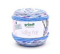 Gründl Lolly Pop - Ovillo de lana para tejer (hilo universal similar a la lana y lavable, 100% poliacrílico, 150 g/240 m, grosor de aguja: 5-6, 150 g), color azul cielo, estaño y blanco