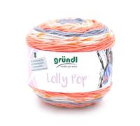 Gründl Lolly Pop - Ovillo de lana para tejer (hilo universal similar a la lana y lavable, 100% poliacrílico, 150 g/240 m, grosor de aguja: 5-6, 150 g), color naranja y blanco