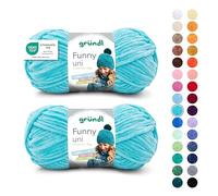 Gründl Ovillo de lana Funny Uni - chenilla suave para ganchillo, suave y agradable al tacto, 100% poliéster, 2 ovillos de 100 g/120 m, grosor de aguja 5-6, color turquesa