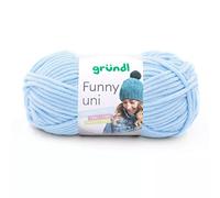 Gründl Ovillo de lana Funny Uni de chenilla suave para ganchillo, suave y agradable al tacto, 100% poliéster, 1 ovillo de 100 g/120 m, grosor de aguja 5-6, color azul pastel
