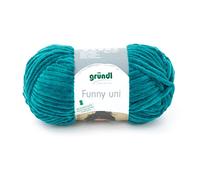 Gründl Ovillo de lana Funny Uni de chenilla suave para ganchillo, suave y agradable al tacto, 100% poliéster, 1 ovillo de 100 g/120 m, grosor de aguja 5-6, color azul petróleo