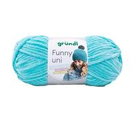 Gründl Ovillo de lana Funny Uni de chenilla suave para ganchillo, suave y agradable al tacto, 100% poliéster, 1 ovillo de 100 g/120 m, grosor de aguja 5-6, color turquesa