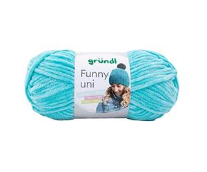 Gründl Ovillo de lana Funny Uni de chenilla suave para ganchillo, suave y agradable al tacto, 100% poliéster, 1 ovillo de 100 g/120 m, grosor de aguja 5-6, color turquesa
