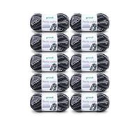 Gründl Perla color (100% poliéster, 100 g / 90 m, tamaño de aguja: 8-9, 10 x 100 g), hilo de bucle multicolor negro-gris
