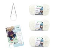 Gründl Strickkomplettset Set de Punto Funny Lana, Poliéster, Crema, 29 x 19 x 8 cm, Cream
