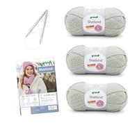 Gründl Strickkomplettset Set de Punto Shetland, 80% poliacrílico, 20% Lana, Mezcla de Musgo, 30 x 20 x 8 cm, Moos Melange, One Size