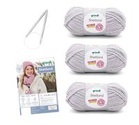Gründl Strickkomplettset Set de Punto Shetland, 80% poliacrílico, 20% Lana, Mezcla Gris Claro, 30 x 20 x 8 cm, Hellgrau Melange, One Size