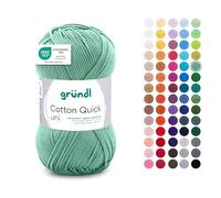 Gründl Wolle Cotton Quick Uni - Lana para ganchillo de 100% algodón, lana para tejer, hilo de algodón brillante, 1 ovillo de 50 g/125 m, grosor de aguja 3-4, verde manzana