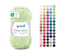 Gründl Wolle Cotton Quick Uni - Lana para ganchillo de algodón 100%, lana para tejer, hilo de algodón brillante, 1 ovillo de 50 g/125 m, grosor de aguja 3-4, color verde lima