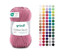 Gründl Wolle Cotton Quick Uni - Lana para ganchillo de algodón 100%, lana para tejer, hilo de algodón brillante, 1 ovillo de 50 g/125 m, grosor de aguja 3-4, rosa viejo