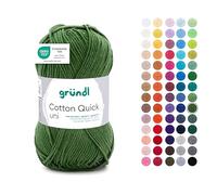 Gründl Wolle Cotton Quick Uni - Lana para ganchillo de algodón 100%, lana para tejer, hilo de algodón brillante, 1 ovillo de 50 g/125 m, grosor de aguja 3-4, musgo