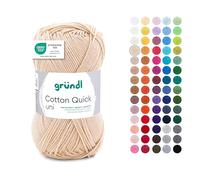 Gründl Wolle Cotton Quick Uni - Lana para ganchillo de algodón 100%, lana para tejer, hilo de algodón brillante, 1 ovillo de 50 g/125 m, grosor de aguja 3-4, cáscara de huevo