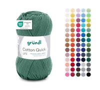 Gründl Wolle Cotton Quick Uni - Lana para ganchillo de algodón 100%, lana para tejer, hilo de algodón brillante, 1 ovillo de 50 g/125 m, grosor de aguja 3-4, gris verdoso