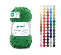 Gründl Lana Cotton Quick Uni - Hilo para tejer y ganchillo, 100% algodón, 1 ovillo de 50 g/125 m, hilo para ganchillo/tejer, helecho