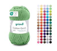 Gründl Wolle Cotton Quick Uni - Ovillo de lana fina para ganchillo, hilo de ganchillo, brillante y delicado con la piel, 100% algodón, 1 ovillo de 50 g/125 m, grosor de aguja 3-4, color salvia