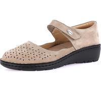 GRÜNLAND Bailarina Confort NESI de Nobuk con Cierre de Velcro, Suela Conforma, Plantilla extraíble de Corcho y Piel y cuña de 4 cm.