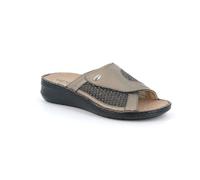 GRÜNLAND DAMI, Zapatilla Confort con Banda elástica Ajustable, Suela Conforma, Plantilla extraíble de Corcho y Piel y Costuras Hechas a Mano. Mujer, Piombo, 37 EU
