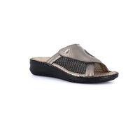 GRÜNLAND DAMI, Zapatilla Confort con Banda elástica Ajustable, Suela Conforma, Plantilla extraíble de Corcho y Piel y Costuras Hechas a Mano. Mujer, Piombo, 36 EU