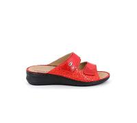 GRÜNLAND DAMI, Zapatilla Confort con Doble Cierre de Velcro, Suela Conforma, Plantilla extraíble de Corcho y Piel y Costuras Hechas a Mano. Mujer, Rojo, 37 EU