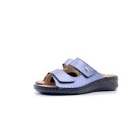 GRÜNLAND DAMI, Zapatilla Confort en Material elástico con Doble Tira, Suela Conforma, Plantilla extraíble de Corcho y Piel y Costuras Hechas a Mano. Mujer, Azul, 41 EU