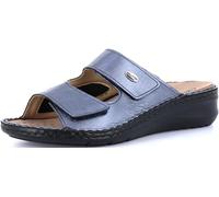 GRÜNLAND Zapatilla de casa DAMI confort de material elástico con doble tira, suela Conforma, plantilla extraíble de corcho y piel y costuras cosidas a mano.