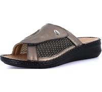 GRÜNLAND Zapatillas de estar por casa DAMI con banda elástica ajustable, suela Conforma, plantilla extraíble de corcho y piel y costuras cosidas a mano.