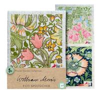 Grünschloss Juego de 5 paños de cocina con estampado de flores de William Morris, diseño único, lavables, de celulosa y algodón, absorbentes y sostenibles