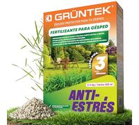 GRÜNTEK Abono Césped Otoño Invierno Verano Anti-Estrés NPK 15-5-24 - Fertilizante Césped Larga Duración 3 Meses, Protección Calor Sequía Heladas - Abono Universal Jardín Tomates Fresas Rosales 2,5 kg